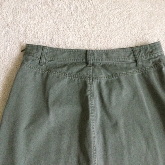 Vintage J. Crew Army Green Inverted Pleat A-line Skirt - Sz 6 - Picture 6 of 11